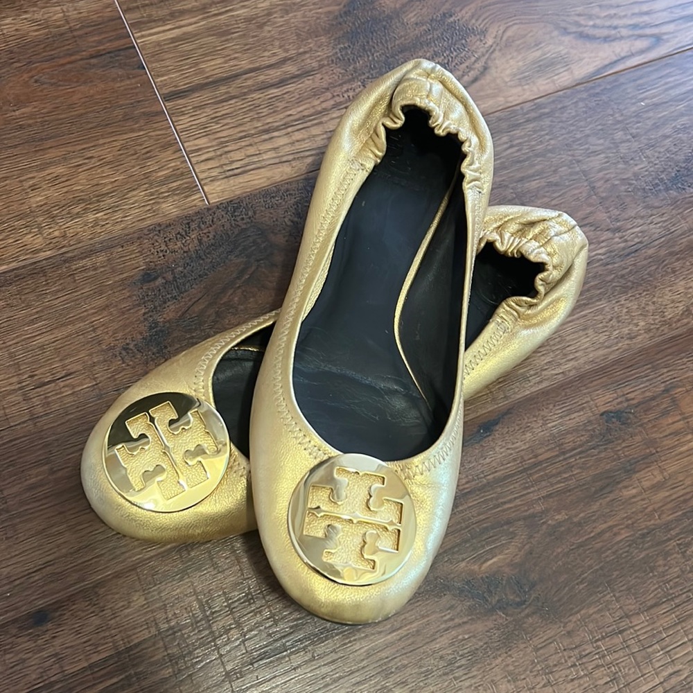 Gold Tory Burch Flats (gently used - good condition)